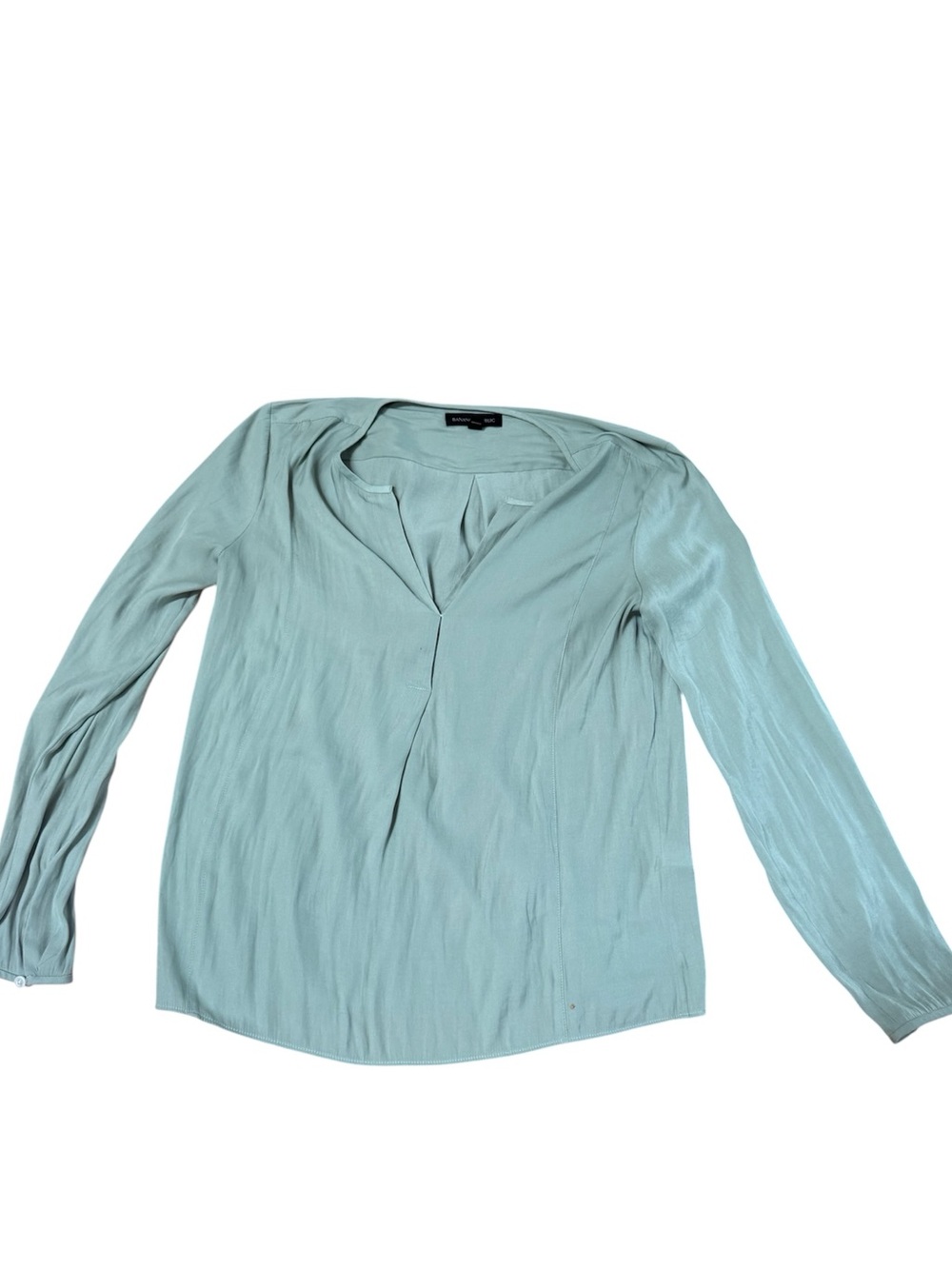 Banana Republic Light Seafoam V-Neck Long Sleeve Blouse
